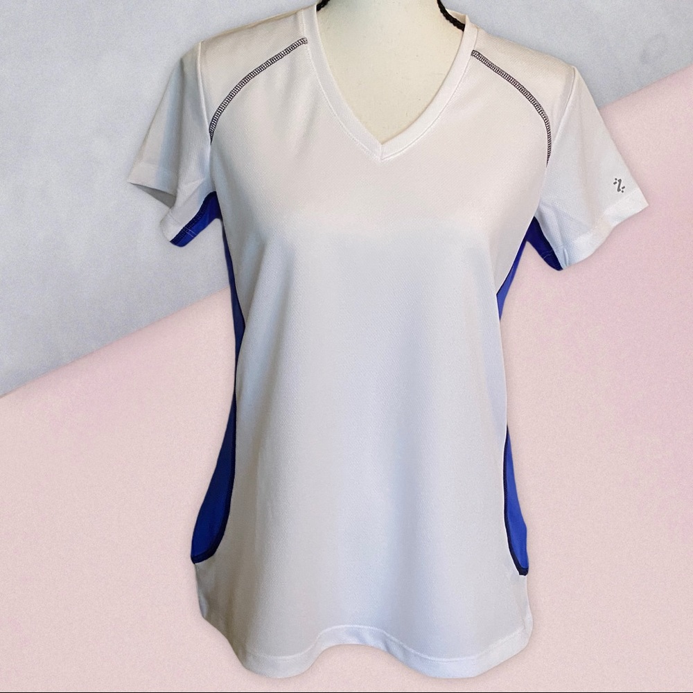 IZOD Perform X Blue/White Activewear Top